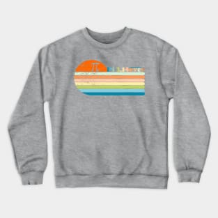 Pi Surfer Rainbow Sunset 3.14 Forever Crewneck Sweatshirt